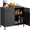 SONGMICS Mobiletto Contenitore, Credenza in Metallo, Doppia Anta con Chiusura Magnetica, Ripiani Regolabili, Struttura in Acciaio, 40 x 80 x 76 cm, Marrone Vintage e Nero Inchiostro LSC102B01