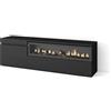 Skraut Home | Mobile TV Soggiorno | Ampio spazio a disposizione | 150x45x35cm | Per TV fino a 65 | Camino elettrico | Stile moderno | Nero