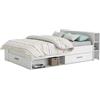 Demeyere Letto Contenitore 140 x 190Stile Contemporaneo 3 Cassetti, Colore Bianco Opaco, 150.1 x 217.1 x 74.3 cm