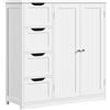 Yaheetech Mobile da Bagno con 4 Cassetti Mobiletto Portaoggetti Moderno con 2 Ante Armadietto Bagno Bianco Moderno Ripiano Regolabile 81 cm × 30 cm × 83 cm