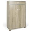 BAKAJI Mobile Scarpiera Portascarpe Ingresso Casa con 5 Ripiani Porta Scarpe + Cassetto Chiusura 2 Ante Struttura in Legno Armadio Mobiletto Ausiliario Multiuso, 95 x 63 x 33 cm (Quercia)