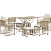vidaXL Set da Pranzo da Giardino 7 pz con Cuscini Beige in Polyrattan, Set da Pranzo, Set per Esterni, Set mobili da Esterno, Set da Giardino