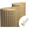 jarolift Canniccio PVC Frangivista Recinzione Balcone frangivento, Arella Paravista Giardino, Balcone, Terrazza, 100 x 800 cm (2 x 4 m di Lunghezza), bambù incl. 100 Fascette Fermacavi Trasparenti