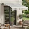 [en.casa] Tenda da Sole a Muro con Bracci Estensibili e Manovella 250 x 200 cm (LxP) Tettuccio Parasole con Protezione Raggi UV per Balconi Terrazze Vetrine - Grigio/Bianco