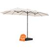 BAKAJI Ombrellone Doppio da Patio Rettangolare con Sistema di Apertura e Chiusura Manovella, Tetto Anti UV e Impermeabile, Ideale per Giardino, Esterno, Bistrot, Bar (4,5 x 2,7 Metri con Base)