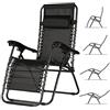 BAKAJI Sedia a Sdraio Relax Reclinabile Modello Fasciato con Struttura in Acciaio e Tessuto Textilene 165x69x112cm per Spiaggia Giardino Esterno (Fasciato Nero)