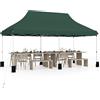 HOMASIS Gazebo Pieghevole Esterno Resistente con Tetto a Scomparsa, Protezione UV 50+, Tenda Regolabile in Altezza, Padiglione da Giardino con Borsa per Matrimonio, Festa, 3x6M (Verde)