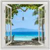 MuchoWow© Póster De Jardín 100x100 cm Terraza Exterior Accesorios Jardin Decoracion Pared Decorativa Balcon Wall Decoration Posters Decorativos Vista - Árbol - Mar - Palmera - Colinas - Playa