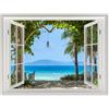MuchoWow© Póster De Jardín 120x90 cm Terraza Exterior Accesorios Jardin Decoracion Pared Decorativa Balcon Wall Decoration Posters Decorativos Vista - Árbol - Mar - Palmera - Colinas - Playa