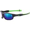 uvex sportstyle 507, occhiali da sole per bambini, specchiato, incl. fascia, black matt green/green, one size