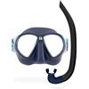 Cressi dal 1946 - Nautilus Combo - Maschera Force Lenti Separate in Policarbonato + Snorkel Vibe Tubo TPR Boccaglio Silicone Ideale per Snorkeling e Nuoto in Superficie - Acquamarina_Taglia Unica
