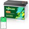 Mjbsan Batteria LiFePO4 Mjbsan da 12 V 300 Ah con Bluetooth integrato 200 A BMS, batteria al litio a ciclo profondo 3840 Wh, cicli 8000+, ideale per camper, roulotte, barche e campeggio