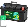 Mjbsan 12 V, 160 Ah, Batteria LiFePO4 a scarica lenta con BMS da 150 A, 4000-15000 cicli, max. 2048 Wh di energia con Low Temp Cut Off, perfetto sostituto per batterie al piombo per roulotte