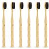Virgin forest Spazzolino Bamboo, 6 Pezzi Biodegradabile Ecologico Setole Dure Spazzolini da Denti in Bamboo, Spazzolino da Denti Vegano in Legno Senza BPA, Spazzolino Viaggio con Manico in Bambù Liscio