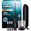 Philips Sonicare DiamondClean Smart 9400 spazzolino elettrico, spazzolino sonico con app, sensore di pressione, 4 modalità di spazzolamento e 3 livelli di intensità, nero, modello HX9918/89
