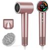 FAMOO Phon Capelli Alta Velocità Professionale, Asciugacapelli Ionico 160.000 RPM, Basso Rumore,Asciugatura Rapida Anticrespo, Con Diffusore, Termoregolazione intelligente, Display LED,Idea Regalo(Oro Rosa)