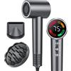 FAMOO Phon Capelli Alta Velocità Professionale, Asciugacapelli Ionico 160.000 RPM, Basso Rumore,Asciugatura Rapida Anticrespo, Con Diffusore, Termoregolazione intelligente, Display LED,Idea Regalo(Grigio)