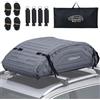COSTWAY Borsa da Tetto per Auto Impermeabile 14Cu.Ft/400L, Box Tetto Universale Pieghevole con Borsa+ 4 Cinghie Rinforze+ 4 Ganci, Portabagagli per Tutti i Veicoli con/senza Barre Portapacchi (Grigio)