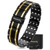 MagnetRX® Bracciale Magnetico Uomo in Titanio, 3 Volte Più Potente - Bracciale Magnetico Terapeutico Uomo per Magnetoterapia con Chiusura Pieghevole Integrata - Regola Cinturino Incluso (Nero e Oro)