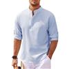 Jinsha T Shirt Vintage Elegante Uomo Maglietta Manica Lunga Warfg Casual Henley Tshirt Maglia Bottone Magliette Blu M