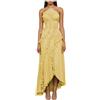 YTtkku Abito Maxi a Spalla per Donna, con Scollo Profondo e Laccetti, da Sera, Aderente, con Gonne a Ruffle e Pieghe Lungo, Giallo, XL