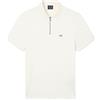 Armani Exchange 3D Embroidered Logo Half Silver Zip Polo, Bianco Sporco, M Uomo