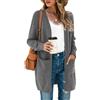 Saodimallsu Cardigan da donna lungo leggero a maniche lunghe aperto davanti maglione a maglia tinta unita tempo libero cappotto a maglia capospalla con tasca, grigio., M