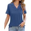 HEEKPEK Camicia Donna Elegante Blusa Estiva Polo Shirt Manica Corta Scollo a V Casual Lavoro Camicetta Classico con Revers Maglietta Estive T Shirt Moda Tinta Unita Maglia Top(Blu Navy,L)
