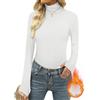 Terecey Intimo Termico Donna a Collo Alto Dolcevita Cotone a Manica Lunga Maglia Intima Leggero Maglia Termica da Donna Traspirante Invernale Basic Top con Asole per i Pollici S-XXL
