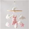Promise Babe Baby Mobile Supporto per culla in legno Supporto per culla mobile fasciatoio Baby Music Box Nuvole bianche Luna Rosa Coniglio Ciondolo Mobile Baby Room