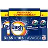 Dash Power Pods Detersivo Lavatrice In Capsule Extra Smacchiante, 105 Lavaggi (3x35), Rimuove anche le macchie secche da 7 giorni, per una pulizia impeccabile