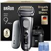 Braun Serie 9 PRO + Rasoio Elettrico Barba, Wet&Dry, 5+1 Lame Di Precisione Ultra Sottili, Regolabarba Uomo, Rasoio Barba, 60 Min Utilizzo, PowerCase, Stazione SmartCare 6in1, Serie 9677cc, Argento