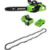 Greenworks Motosega a Batteria con Motore Brushless, Lunghezza Barra 40cm,2 Batterie da 40V 2Ah e Caricabatterie + Greenworks 40cm Catena per Motosega