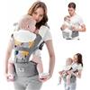 Bellababy Marsupio Neonato, Bellababy Marsupio porta Bebé Seggiolino Multifunzione Marsupio per Neonati di 3-36 Mesi, 6-in-1 Modi di Portare, Tutte le Stagioni, Misura Regolabile Grigio
