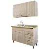 Yellowshop | Set cucina 120 cm con cassettiera a sx o dx e 2 ante finitura Olmo con lavello, scolapiatti e pensile serie Basic (Versione Dx)