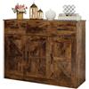 KOMFOTTEU Credenza da Cucina con Ripiano Regolabile, Mobiletto Multiuso con Ante e 3 Cassetti, Mobile Buffet con Kit Antiribaltamento, per Soggiorno, Sala da Pranzo, 108x38x81cm(In 2 Pacchi) (Marrone)