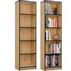 BDW Libreria a 5 scomparti, autoportante, portadocumenti, mensola a muro, divisorio per ambienti, scaffale da ufficio, mensola multiuso, 50x30x182 cm, materiale in legno (rovere artigianale/nero)
