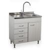 Yellowshop - Mobile cucina sottolavello a 1 anta e cassettiera cm 80 effetto legno frassino moire componibile con lavello inox e scolapiatti Basic (Sottolavello con lavello cass. Sx)