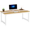 Tribesigns Scrivania, 160 x 80 cm, tavolo per computer, tavolo da ufficio, studio, stazione di lavoro per casa, ufficio, stile moderno, stile semplice, bianco e rovere