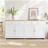Poeahu Credenza Soggiorno bianca e legno 160 cm, Credenza Cucina con 4 ante e 3 cassetti Armadio di Archiviazione Madia Soggiorno Moderna Mobili Cucina per Soggiorno Sala da Pranzo