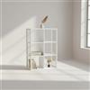 INDE MOBLEKIT | Libreria a 6 scomparti 60x29,5x87,5 cm bianca, mobile modulare verticale con design a doghe laterali, libreria alta per libri, giocattoli o decorazioni in casa e in ufficio