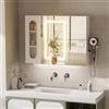 Ztexkee Specchio Bagno Contenitore con illuminazione e Antiappannamento Armadietto Bagno a Parete con Presa (2*AC + 3*USB) e 3 vani portaoggetti indipendenti per il Bagno 80 * 60 * 16 cm