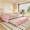 YuQozii Divano letto 90 x 200 cm divano letto senza materasso con lampada da comodino con letto estraibile multifunzionale, porta USB tipo C, finto tessuto non tessuto (rosa)