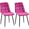 CLP Set di 2 sedie da sala da pranzo Gifford I Sedia imbottita con rivestimento in velluto I Sedia da cucina con schienale - Colore: viola, Materiale: Velluto
