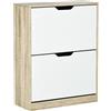 DecHome - Scarpiera Salvaspazio Slim a 2 Cassetti per 8 Paia di Scarpe 62.5x26x81 cm colore Legno e Bianco