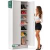 BAKAJI Armadio Scarpiera Gabriella a 2 Ante con 6 Ripiani Altezza 182 cm, Porta Scarpe in Legno Multiuso, Mobile Alto Portascarpe Salvaspazio Indipendente Design Minimal Armadietto Organizer (Bianco)