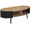 Vicco Tavolino Lofta, Nero, 120 x 60 cm | con ripiano per riviste e telecomandi