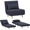 EVERGREENWEB MATERASSI & BEDS EVERGREENWEB Poltrona Letto Singolo con Cuscino Imbottito INCLUSO, Tessuto Grigio Scuro, Divano 1 Posto Salvaspazio Pieghevole, Pouf Poggiapiedi, Schienale Regolabile Clic Clac, Gambe in Legno, FOLDY