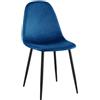 CLP Sedia da Pranzo Imbottita Napier, Sedia da Cucina con Schienale e Struttura in Metallo Nero, Sedia Imbottita Fino a 150 kg, Colore:Blu, Materiale:Velluto