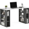 BAKAJI Scrivania con Doppia Libreria 6 Ripiani Tavolo da Lavoro Porta PC Computer Struttura e Piano in Legno MDF Arredamento Casa Ufficio Cameretta Design Moderno 140 x 60 x 75 cm Antracite